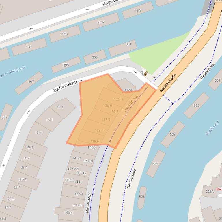 Kaart van postcodegebied 1052EE.