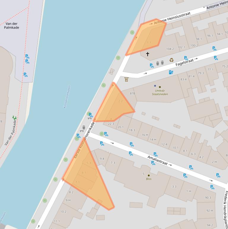 Kaart van postcodegebied 1052EL.