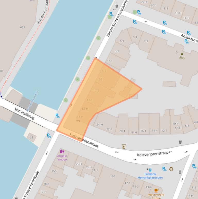 Kaart van postcodegebied 1052EM.