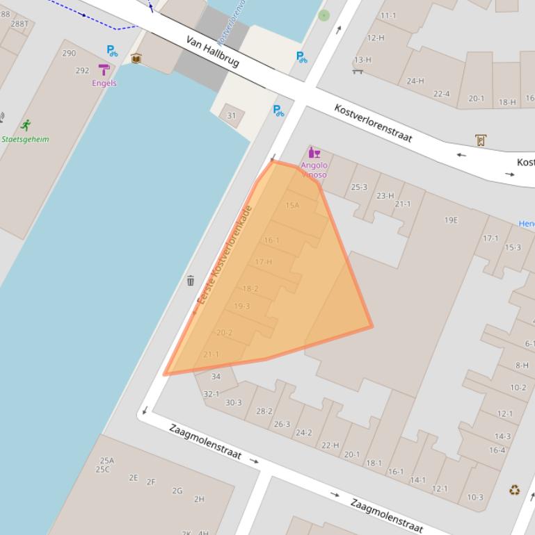 Kaart van postcodegebied 1052EN.