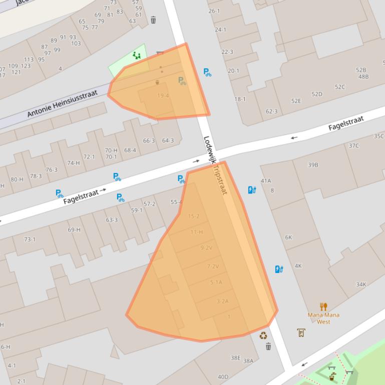 Kaart van postcodegebied 1052ER.
