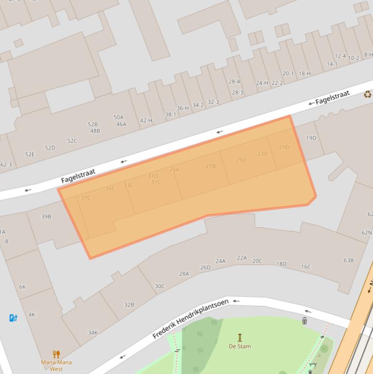 Kaart van postcodegebied 1052EW.