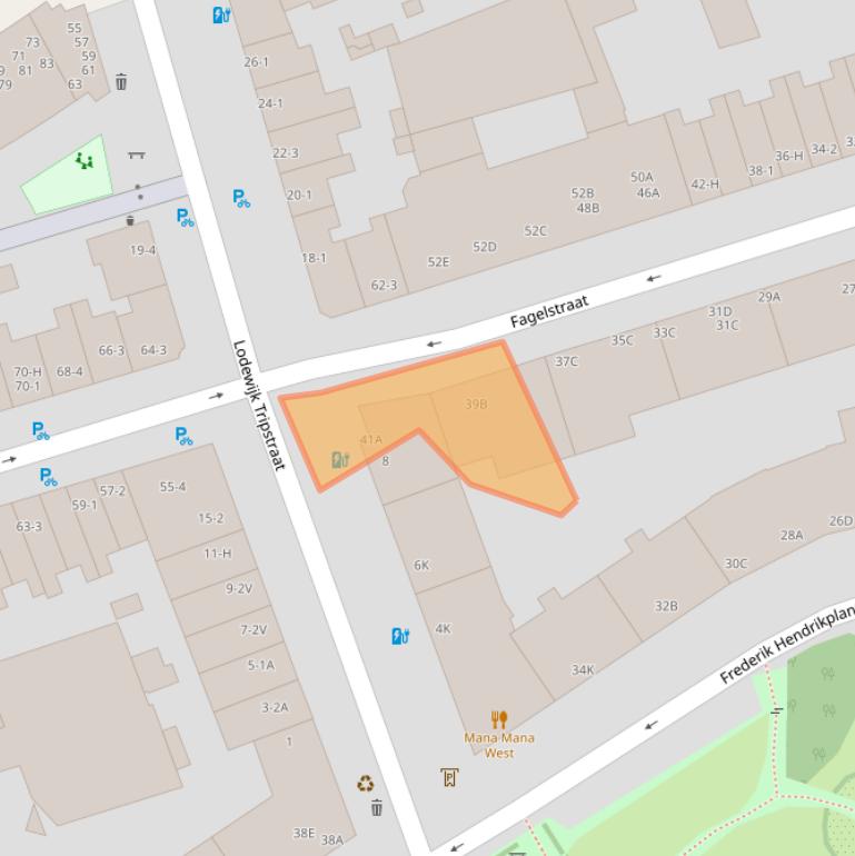 Kaart van postcodegebied 1052EX.