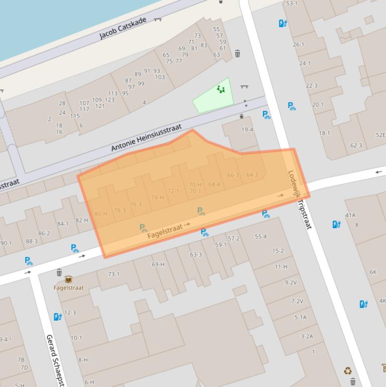 Kaart van postcodegebied 1052GG.