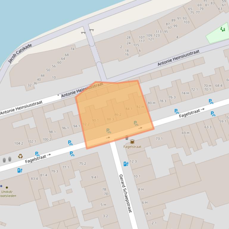 Kaart van postcodegebied 1052GH.