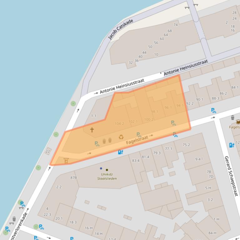 Kaart van postcodegebied 1052GJ.