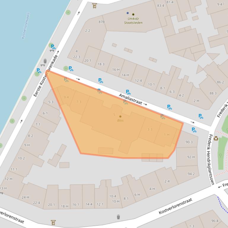 Kaart van postcodegebied 1052GM.