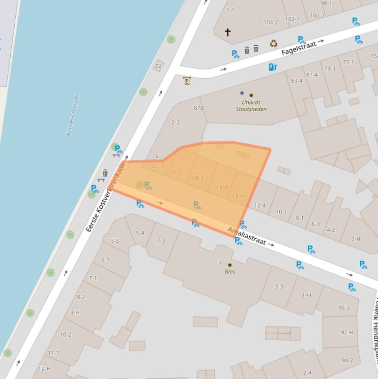 Kaart van postcodegebied 1052GP.