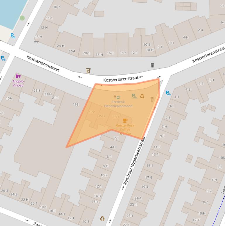 Kaart van postcodegebied 1052GS.