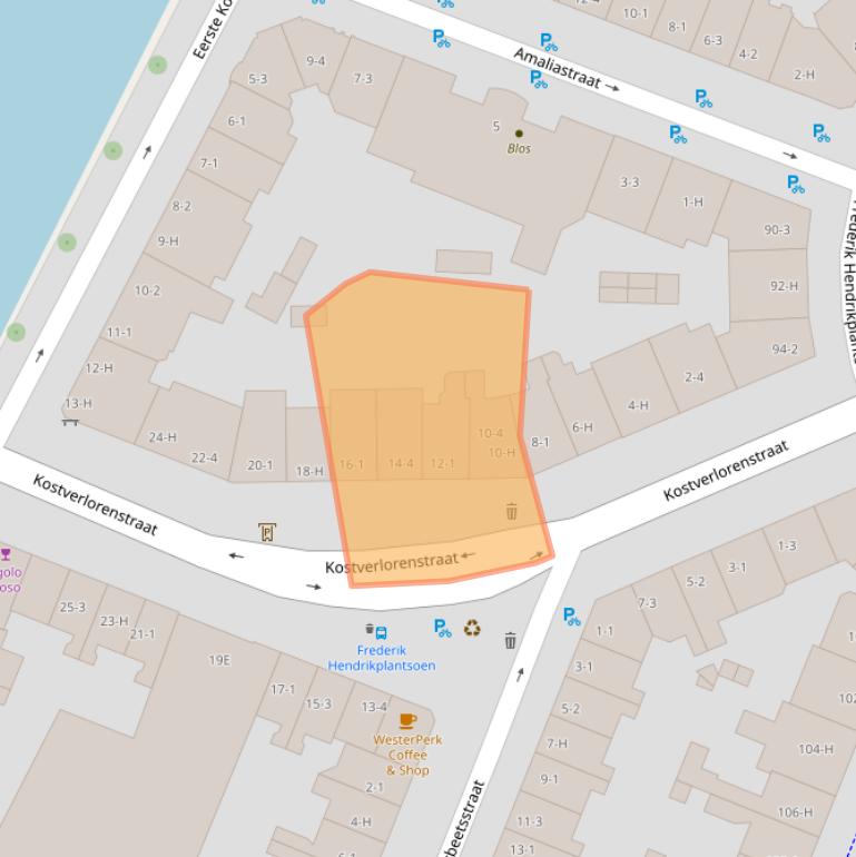 Kaart van postcodegebied 1052GW.