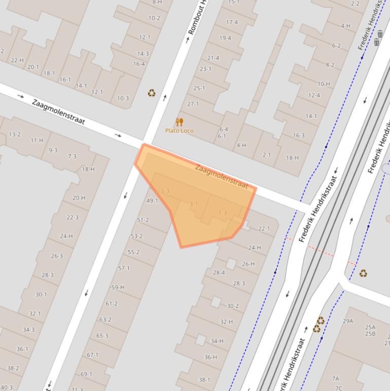 Kaart van postcodegebied 1052HA.