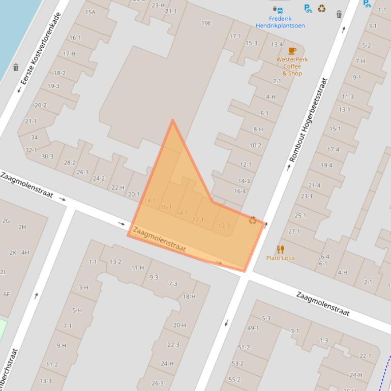 Kaart van postcodegebied 1052HD.