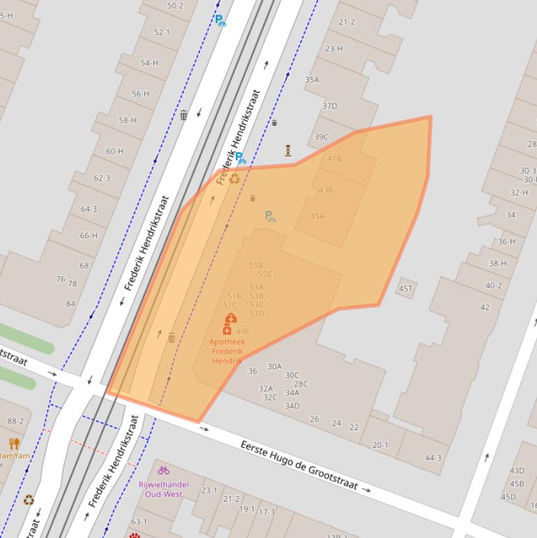 Kaart van postcodegebied 1052HK.