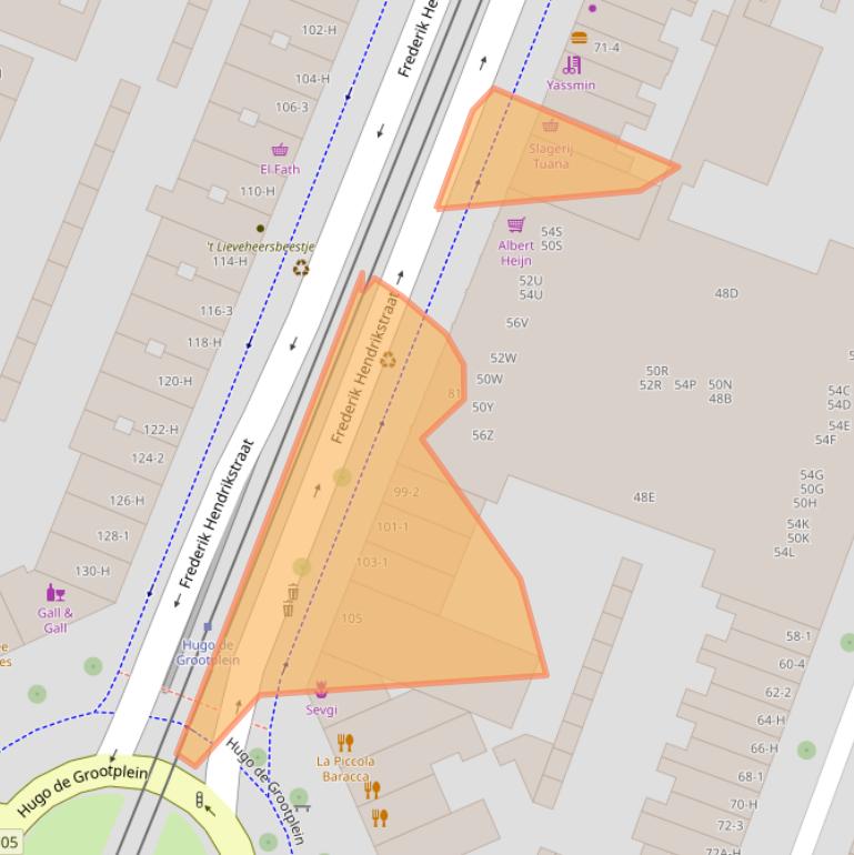 Kaart van postcodegebied 1052HM.