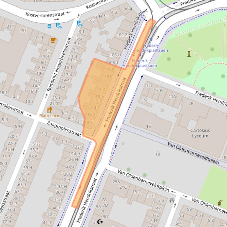 Kaart van postcodegebied 1052HT.