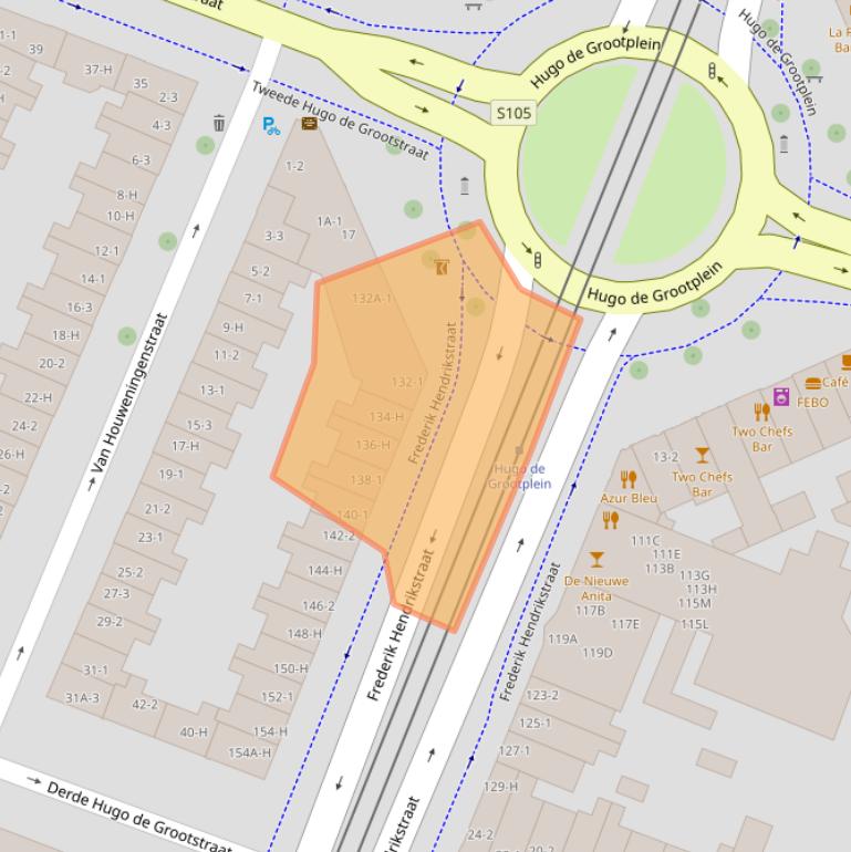 Kaart van postcodegebied 1052JD.