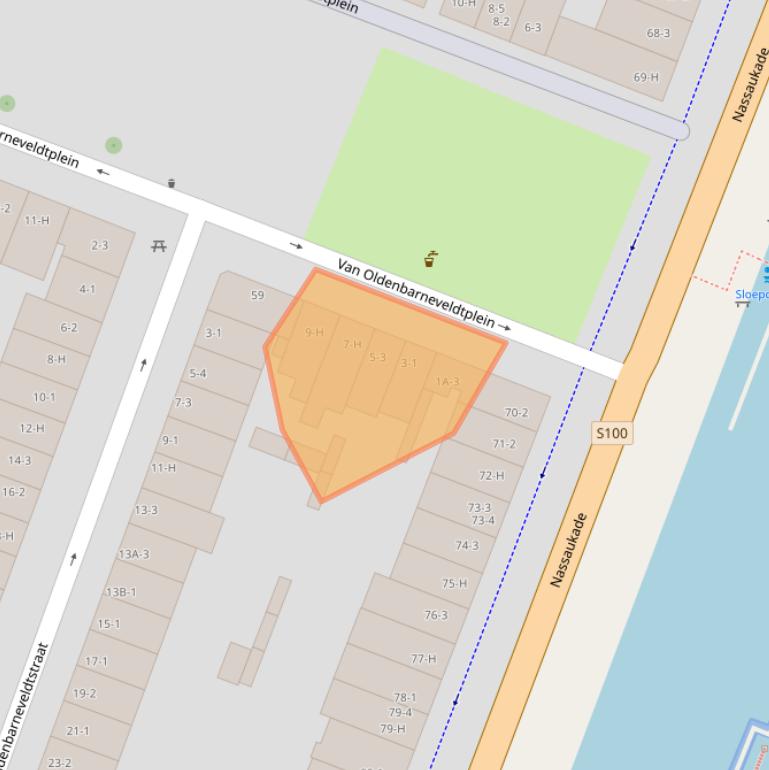 Kaart van postcodegebied 1052JK.