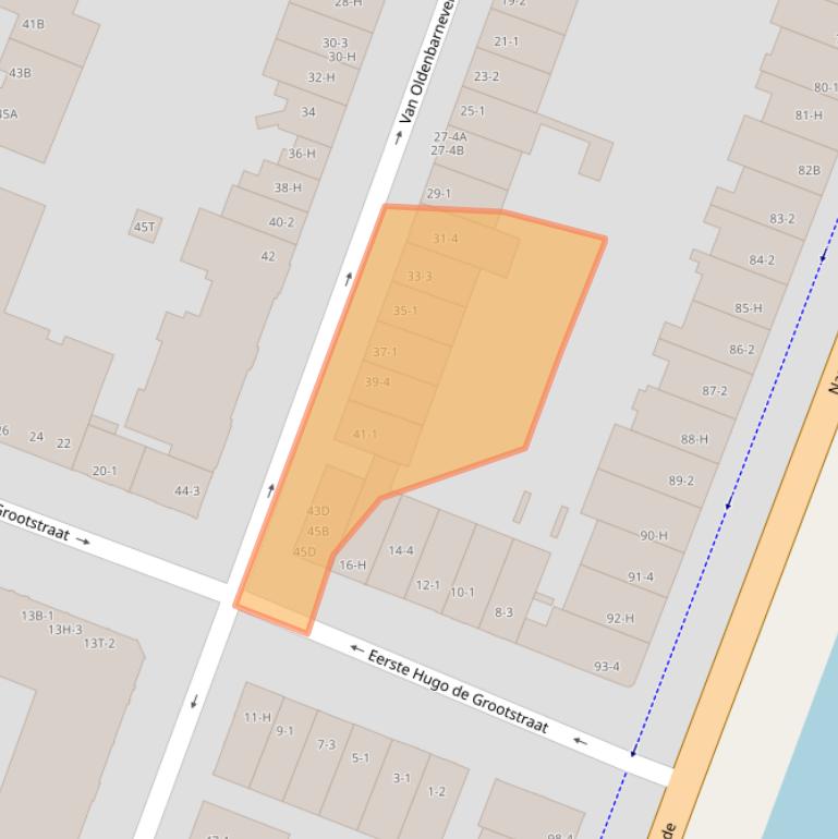 Kaart van postcodegebied 1052JS.