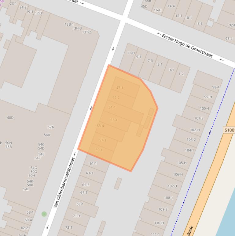 Kaart van postcodegebied 1052JT.