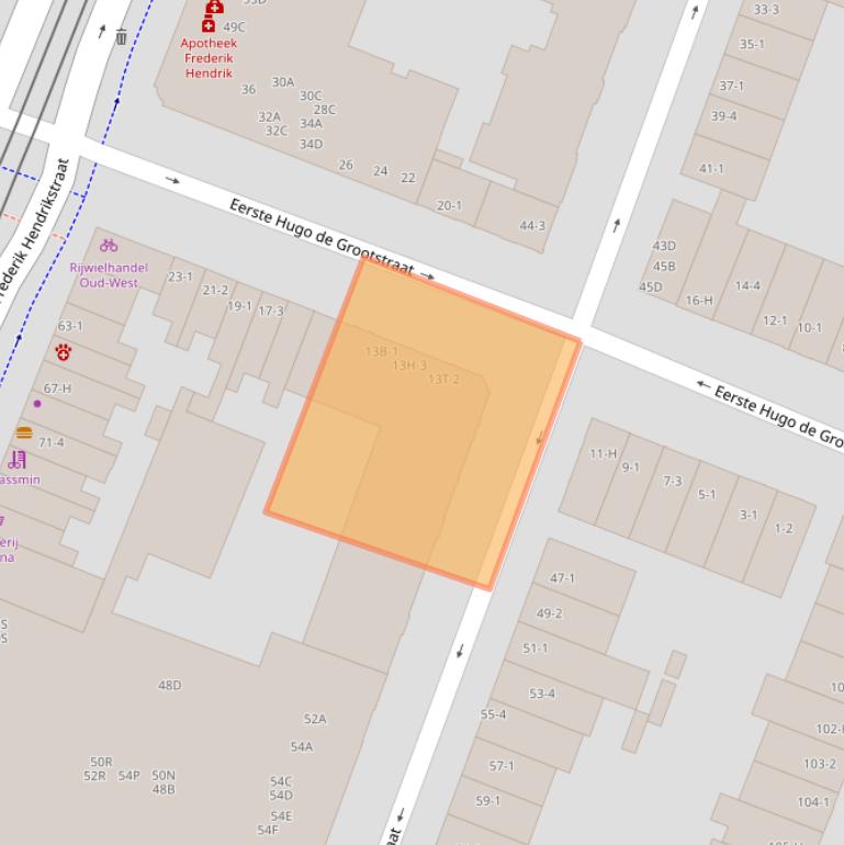 Kaart van postcodegebied 1052KL.