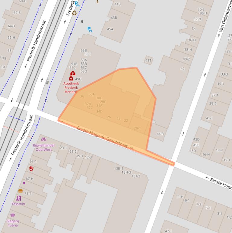 Kaart van postcodegebied 1052KR.