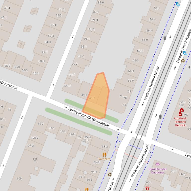 Kaart van postcodegebied 1052KS.