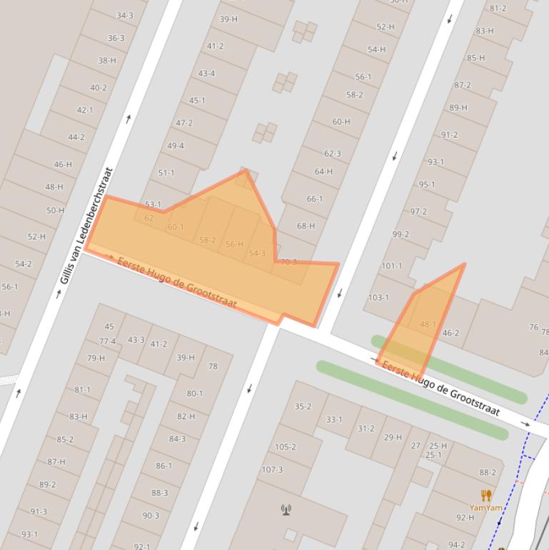 Kaart van postcodegebied 1052KT.