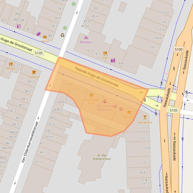Kaart van postcodegebied 1052LA.