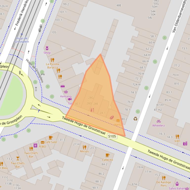 Kaart van postcodegebied 1052LD.