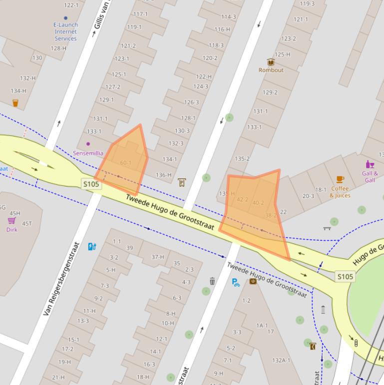 Kaart van postcodegebied 1052LE.