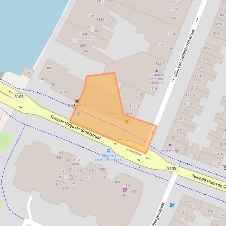 Kaart van postcodegebied 1052LG.