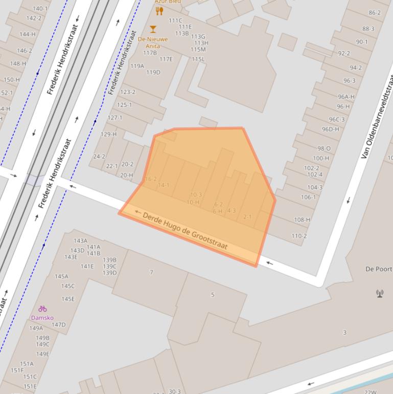 Kaart van postcodegebied 1052LL.