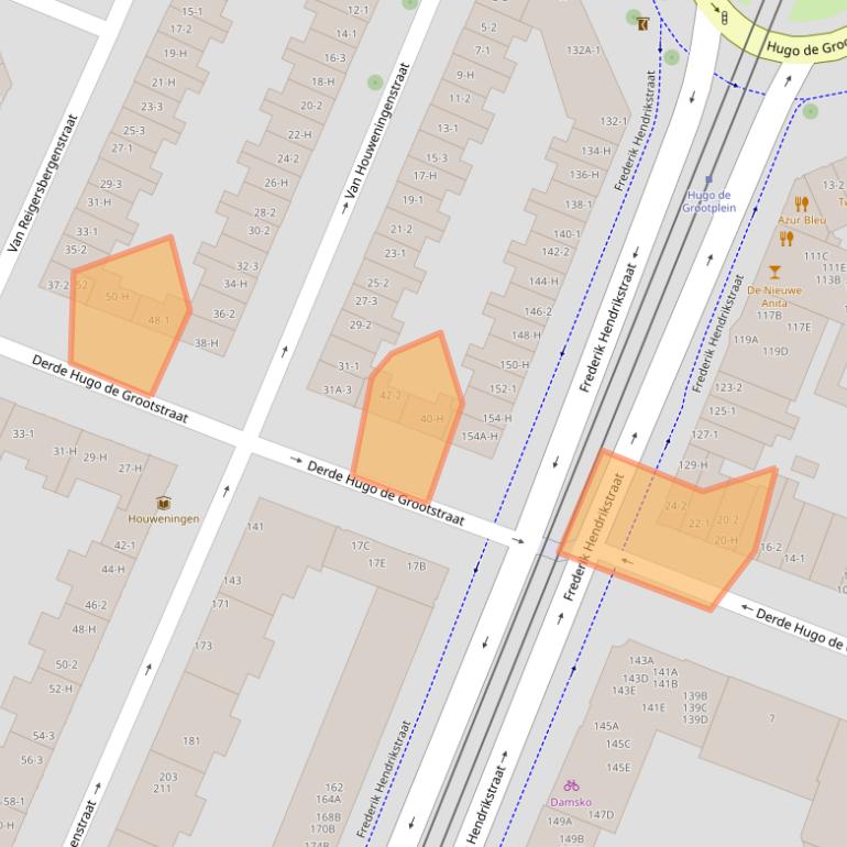 Kaart van postcodegebied 1052LM.