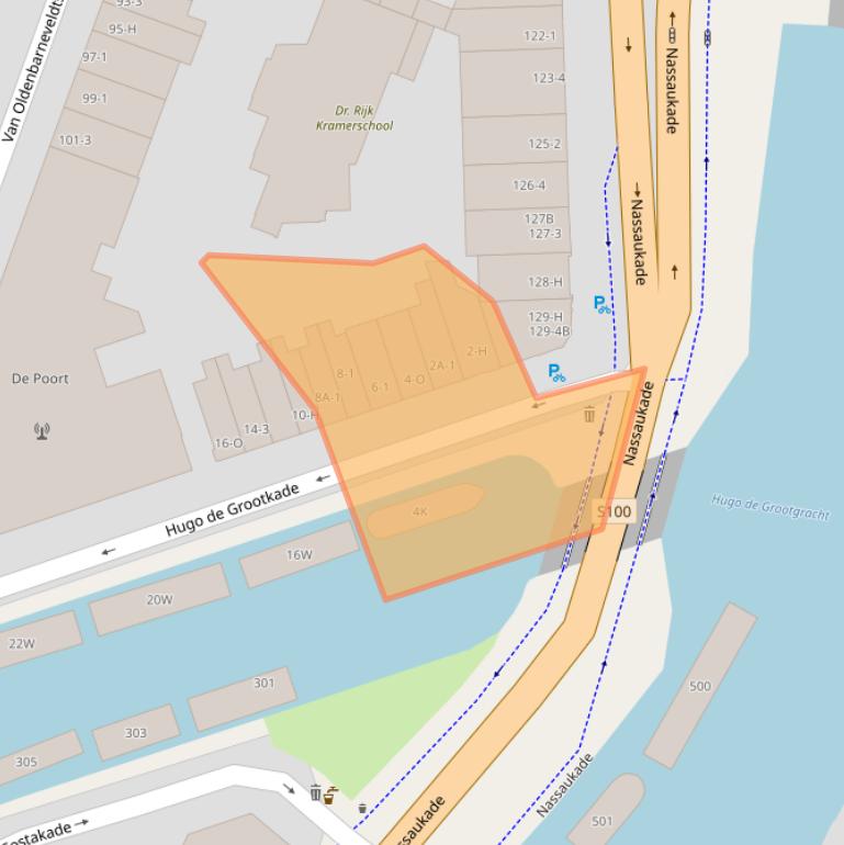 Kaart van postcodegebied 1052LP.