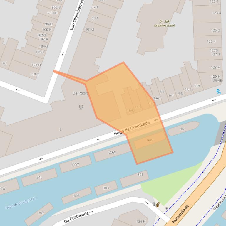 Kaart van postcodegebied 1052LR.