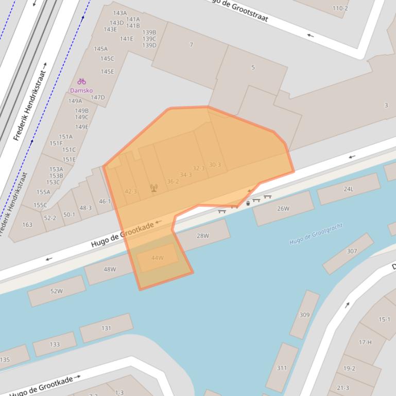 Kaart van postcodegebied 1052LT.