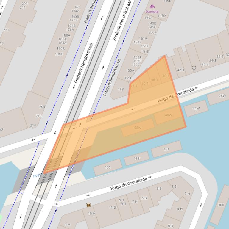 Kaart van postcodegebied 1052LV.