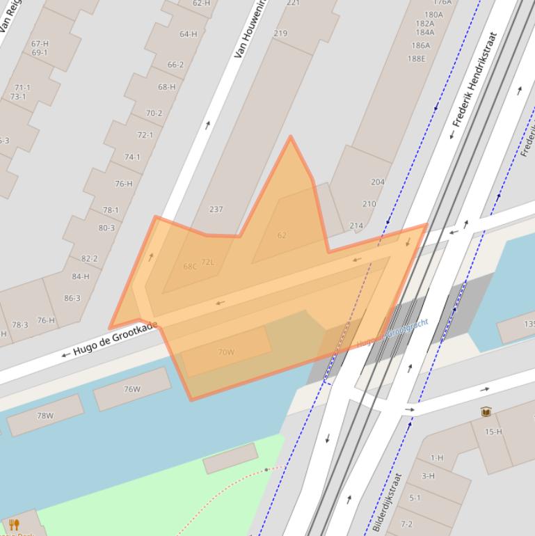 Kaart van postcodegebied 1052LW.