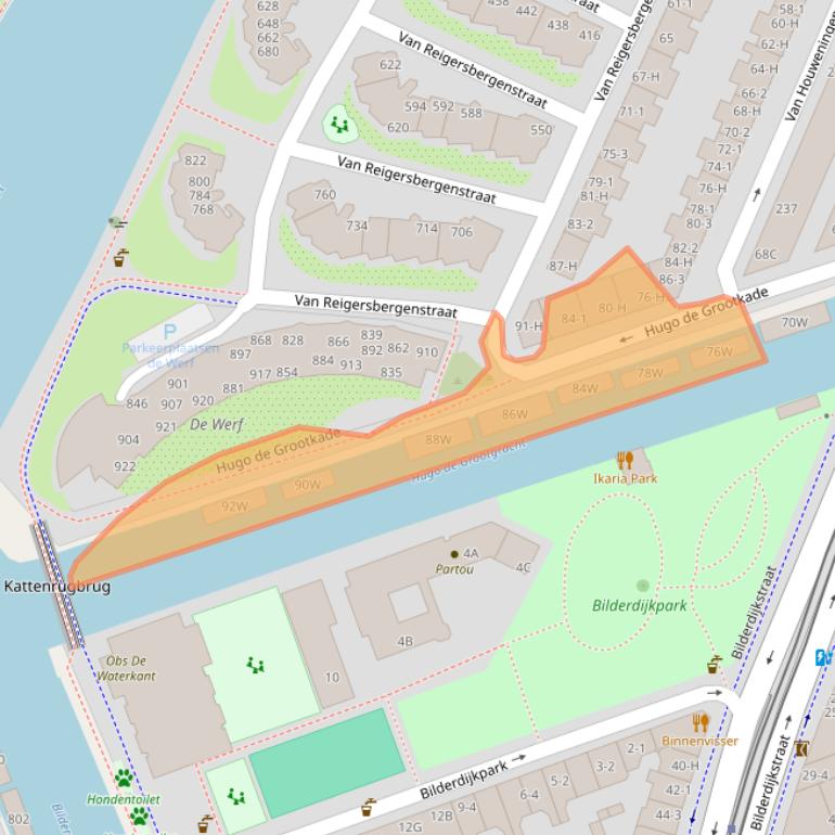 Kaart van postcodegebied 1052LX.