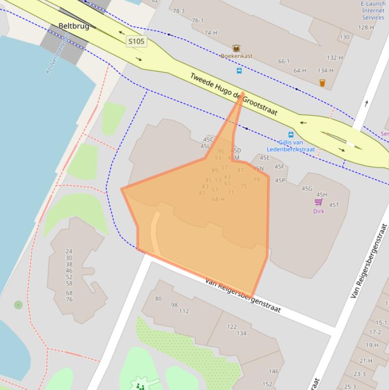 Kaart van postcodegebied 1052MA.