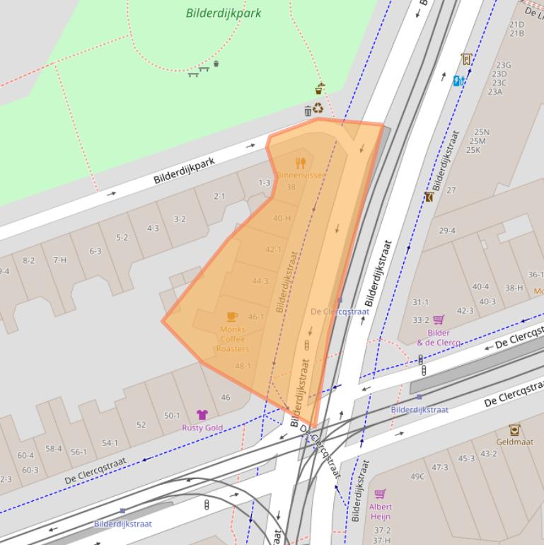 Kaart van postcodegebied 1052NB.