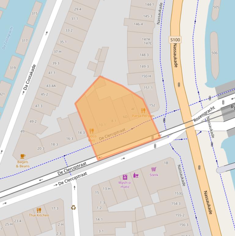 Kaart van postcodegebied 1052NC.