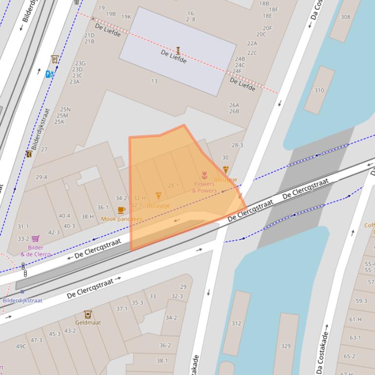 Kaart van postcodegebied 1052NE.