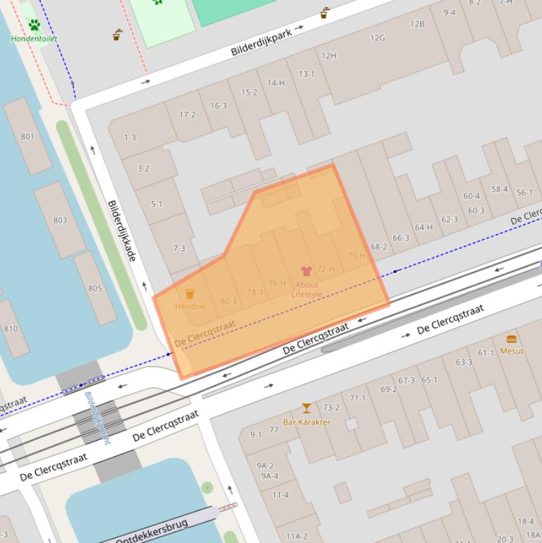 Kaart van postcodegebied 1052NK.