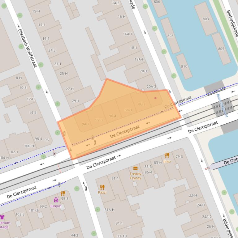 Kaart van postcodegebied 1052NL.