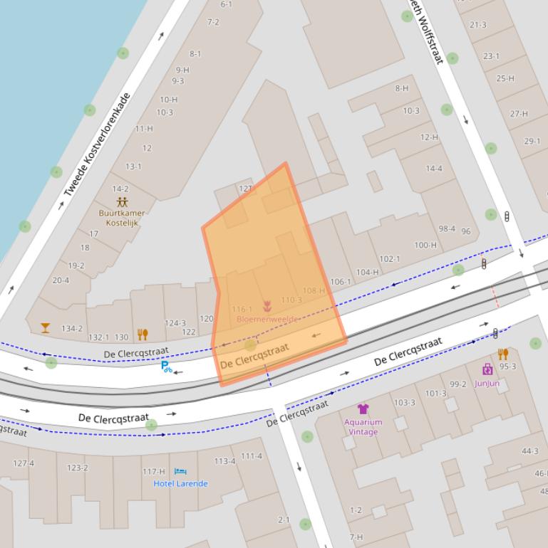 Kaart van postcodegebied 1052NN.