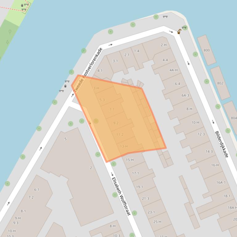 Kaart van postcodegebied 1052RN.