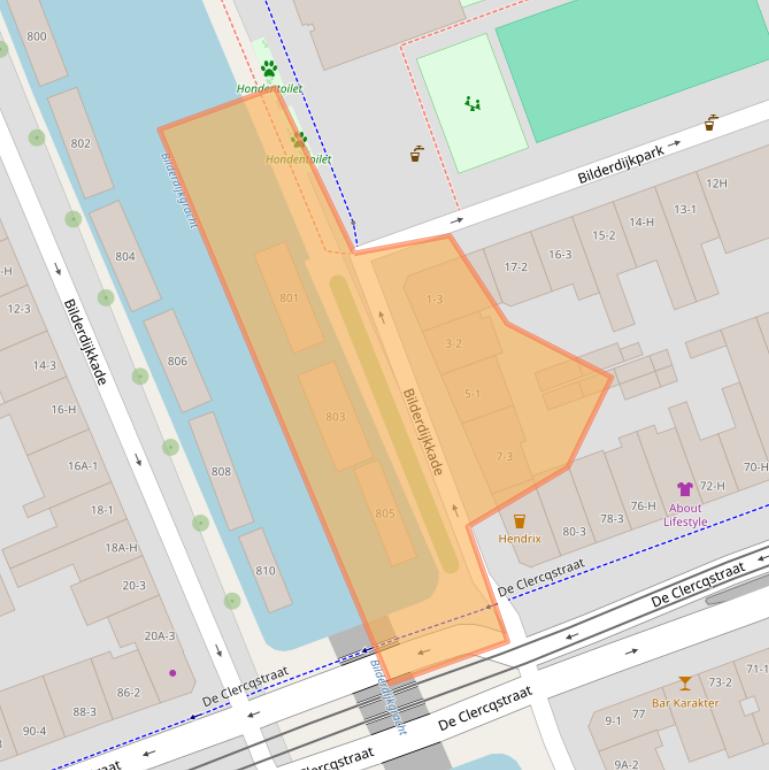 Kaart van postcodegebied 1052RS.