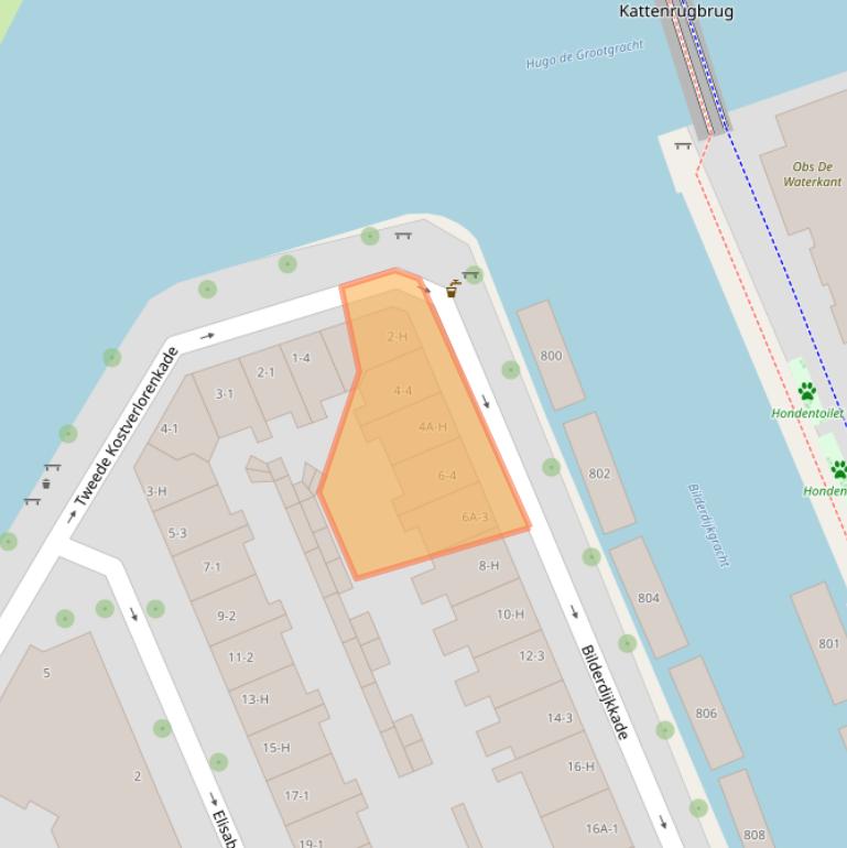 Kaart van postcodegebied 1052RT.