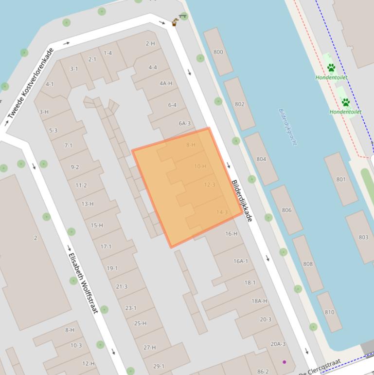 Kaart van postcodegebied 1052RV.